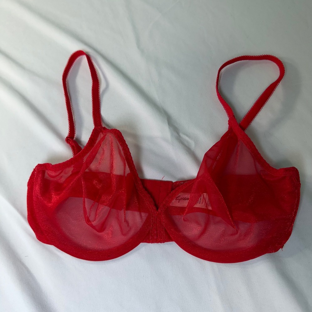 Gossard Glossies Sheer Mesh Underwire Bra Red 6271 Size 30D